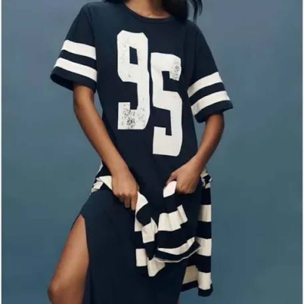 Daily Practice by Anthropologie Graphic T-Shirt Midi Dress 95 Navy Blue Size S